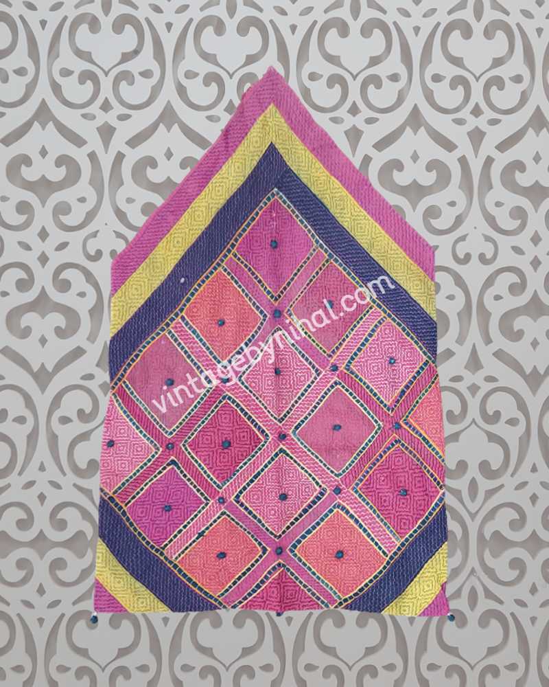 Pink Checkered Indian vintage KABIRI/LAPTOP Bag,Authentic Banjara Envelope Dowry bag